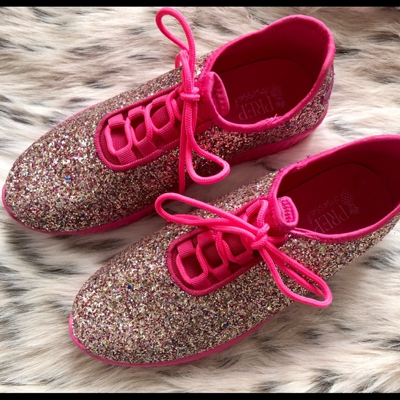 hot pink glitter sneakers